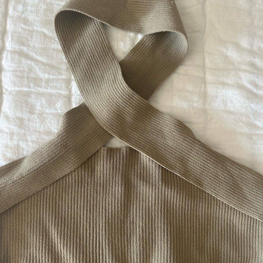 Tan Ribbed Halter Top - Picture 2 of 5